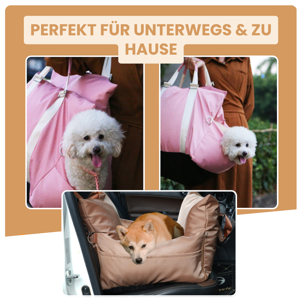 2-in-1 Tragetasche & Autositz für Hunde & Katzen – Sicher, bequem und immer dabei